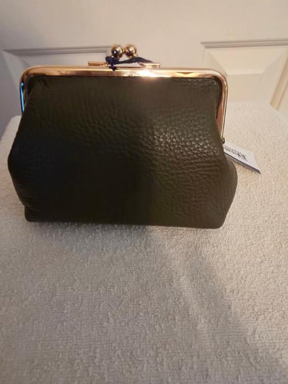 Dooney & Bourke Olive Green Large Framed Kisslock Leather Coin Purse NEW - Picture 2 of 2